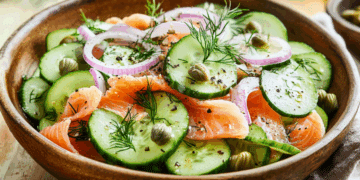 Scandinavian Smoked Trout Cucumber Salad With Dill Dressing