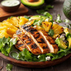 Tropical Grilled Chicken Salad With Caramelized Pineapple - Thefoodiebunch