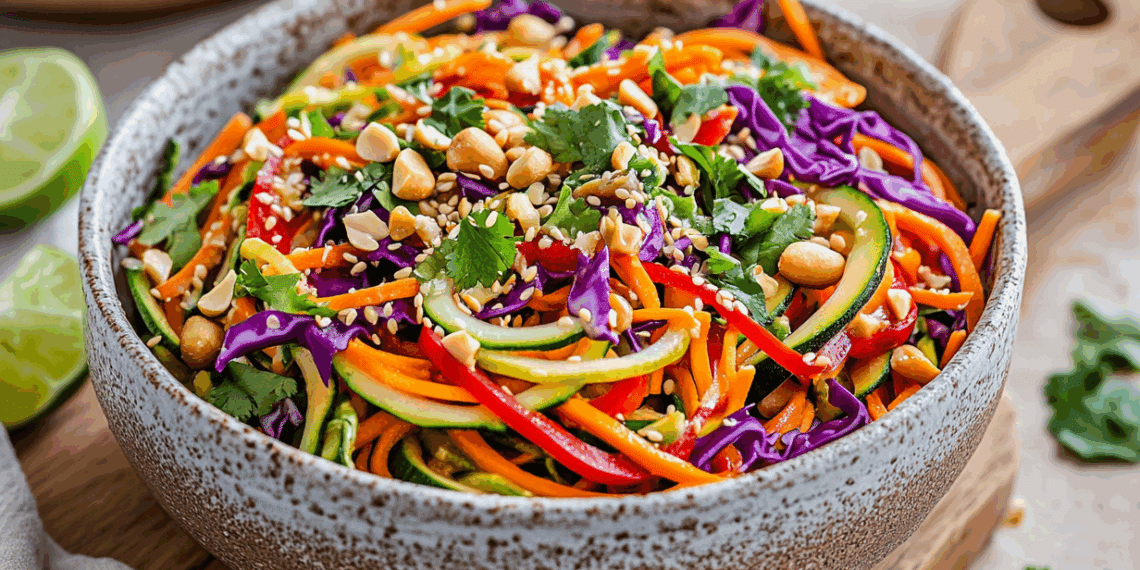 Vibrant Spiralized Veggie Salad With Zesty Peanut Dressing