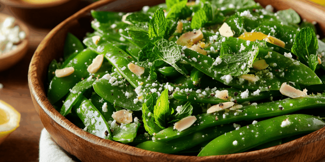 Crisp Snow Pea And Mint Salad With Zesty Lemon Dressing