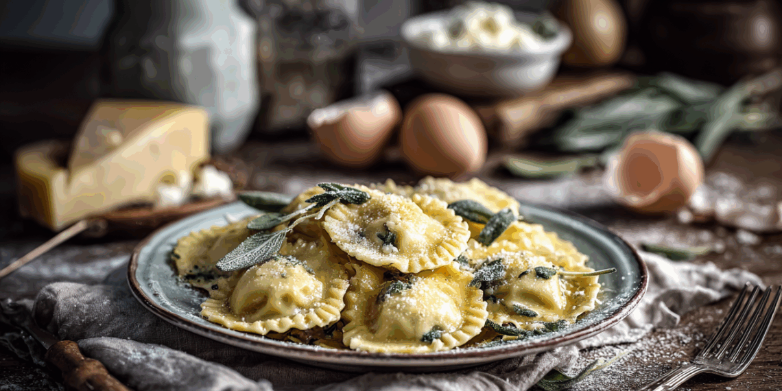 Homemade Spinach And Ricotta Ravioli With Brown Butter Sage Sauce