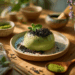 Matcha Panna Cotta With Black Sesame Crumble