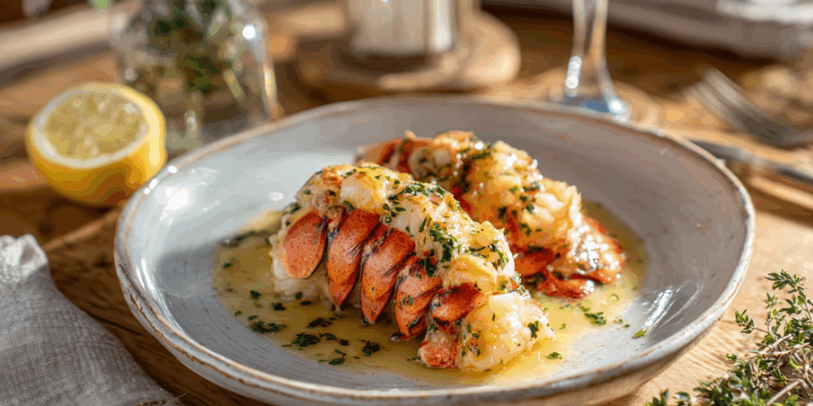 Butter-Poached Lobster Tail With Garlic Herb Sauce