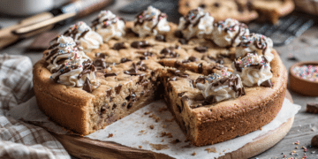 Indulgent Giant Chocolate Chip Cookie Cake For Celebrations - Thefoodiebunch Giant Chocolate Chip Cookie Cake