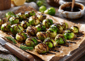 Crispy Roasted Brussels Sprouts With Balsamic Glaze