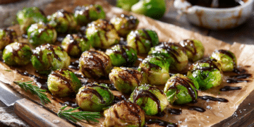 Crispy Roasted Brussels Sprouts Transformed With Balsamic Glaze - Thefoodiebunch Crispy Roasted Brussels Sprouts With Balsamic Glaze