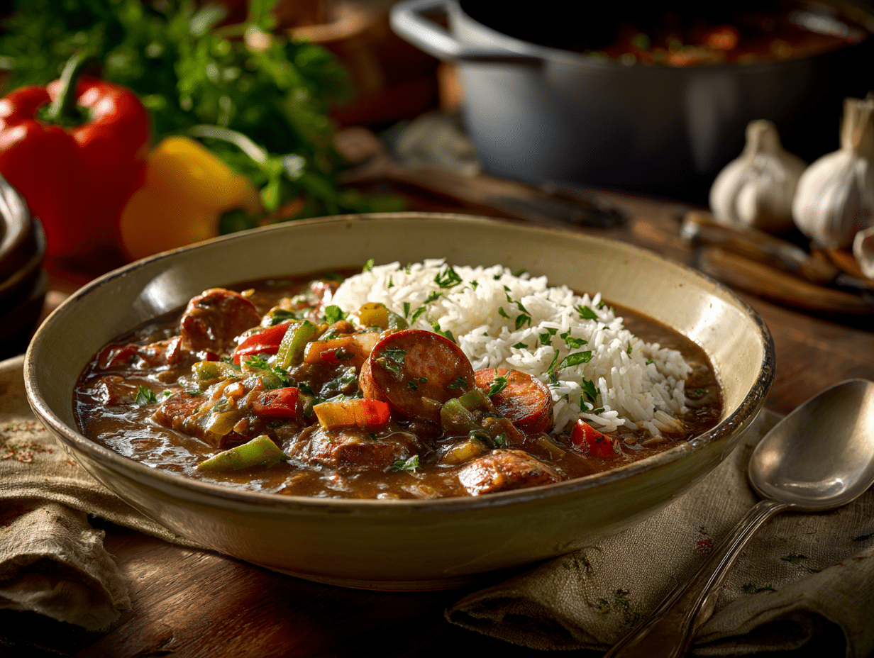 Soulful Louisiana Chicken And Andouille Sausage Gumbo - Thefoodiebunch Classic Louisiana Chicken And Andouille Sausage Gumbo
