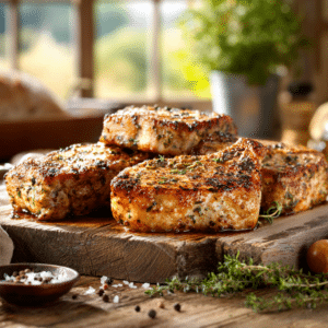 Garlic-Herb Crusted Bone-In Pork Chops