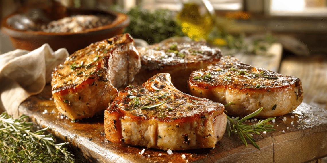 Garlic-Herb Crusted Bone-In Pork Chops