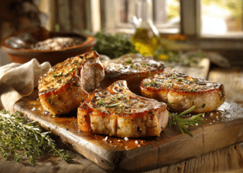 Garlic-Herb Crusted Bone-In Pork Chops