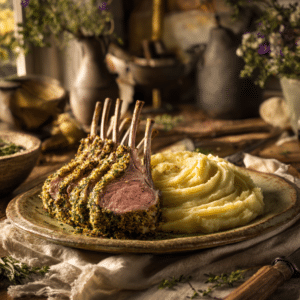 Elegant Herb-Crusted Lamb: A French Culinary Delight - Thefoodiebunch Herb-Crusted Rack Of Lamb With Garlic Mashed Potatoes