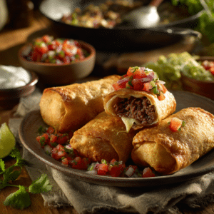 Crispy Beef Chimichangas With Pico De Gallo