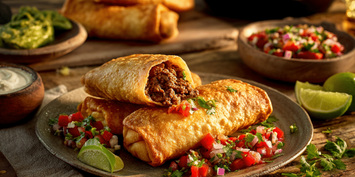 Crispy Beef Chimichangas With Pico De Gallo