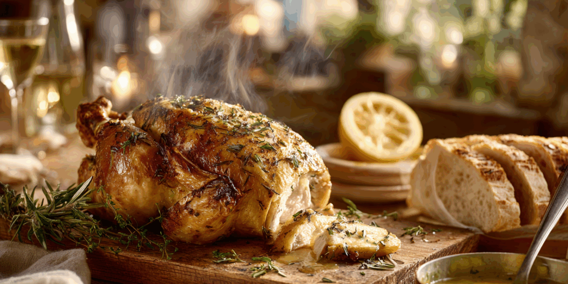 Rustic French Herb Roasted Chicken With Lemon Butter