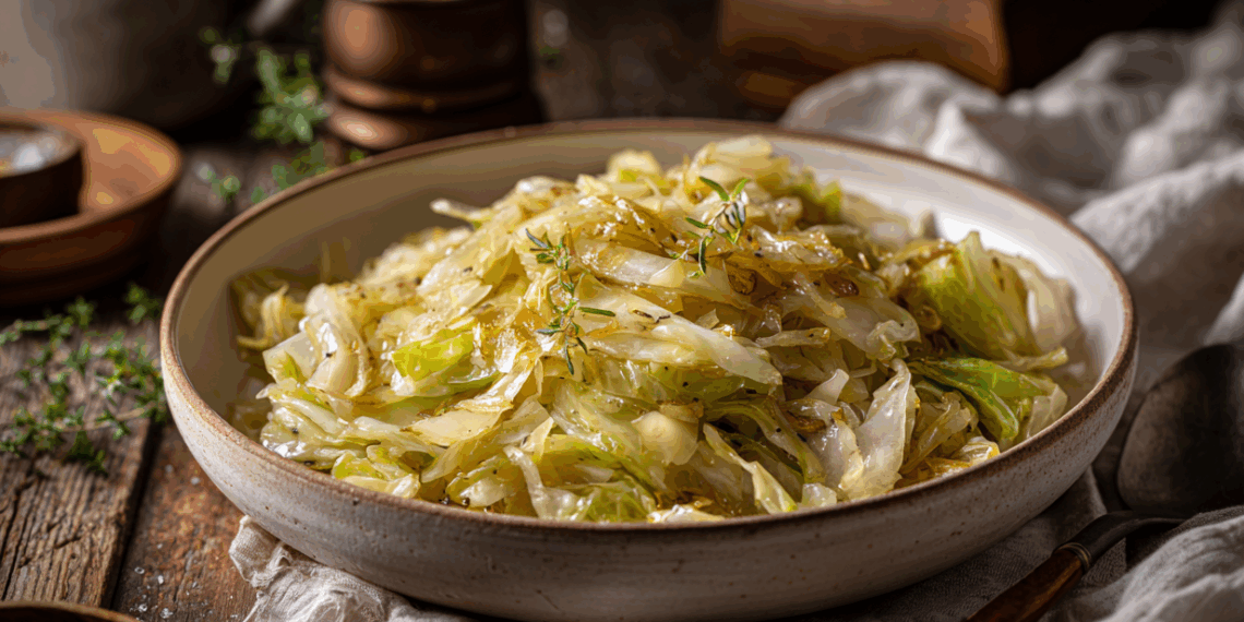 Rustic Braised Cabbage With Caramelized Onions And Apple