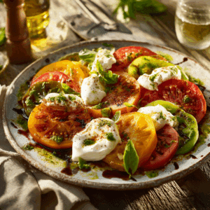 Heirloom Tomato Burrata Salad With Basil Oil