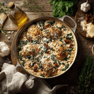 One-Pot Creamy Tuscan Chicken &Amp; Orzo
