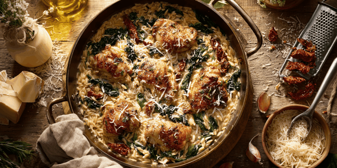 One-Pot Creamy Tuscan Chicken &Amp; Orzo
