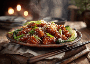 Crispy Sesame Chicken With Honey-Garlic Glaze