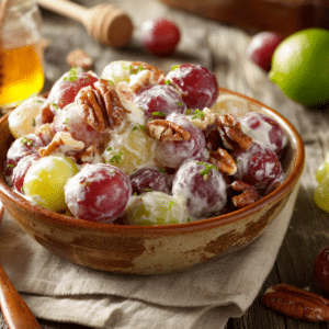 Creamy Grape Salad With Southern Charm And Zesty Flair - Thefoodiebunch Creamy Grape Salad With Toasted Pecans And Honey-Lime Drizzle