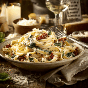 Creamy Sun-Dried Tomato And Spinach Pasta