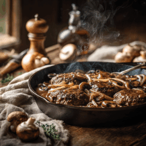 Nostalgic Comfort: Classic Salisbury Steak With Rich Gravy - Thefoodiebunch Classic Salisbury Steak With Onion-Mushroom Gravy