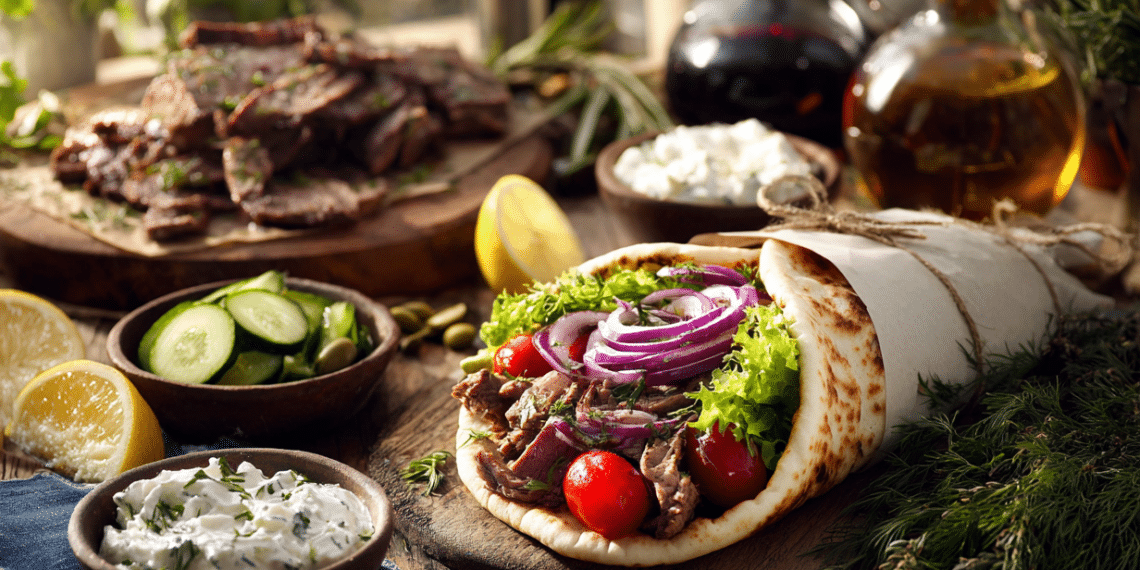 Authentic Greek Lamb Gyros With Tzatziki
